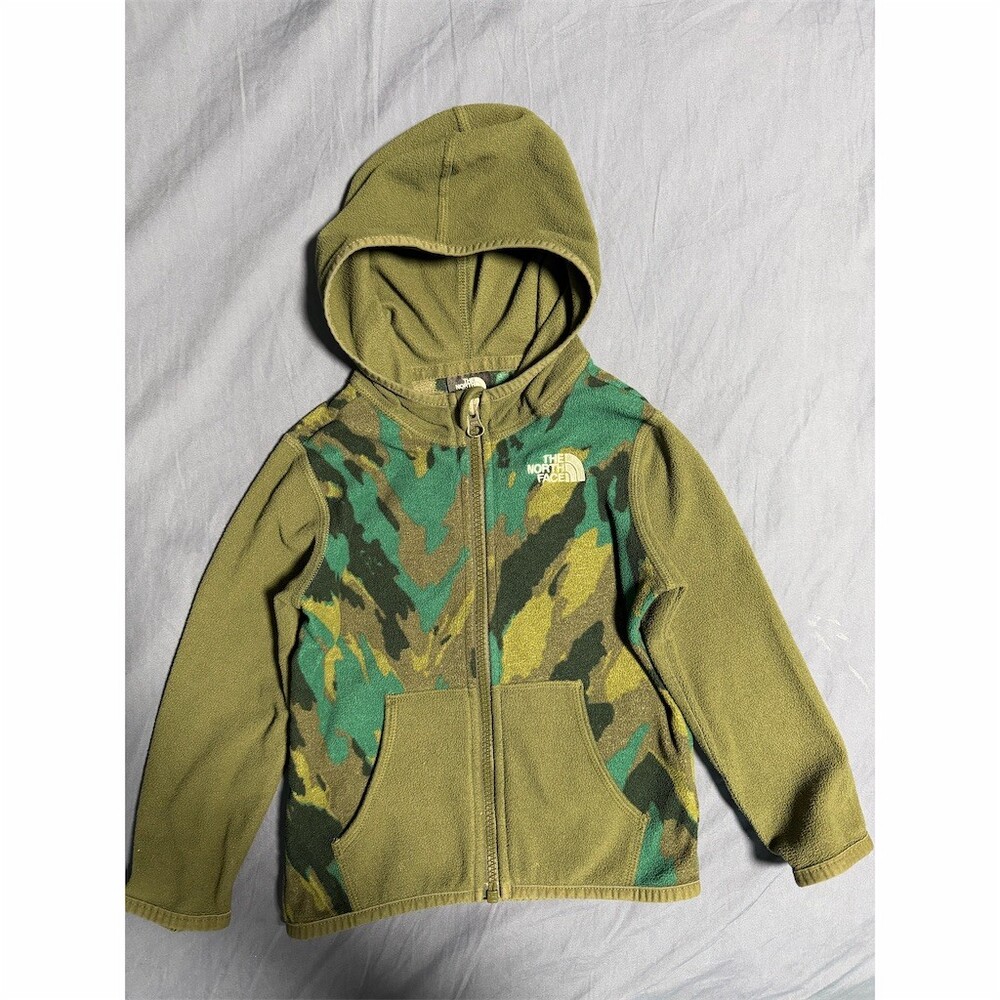 The North Face Glacier Full Zip Fleece Hoodie Jacket Green Camo 18-24M